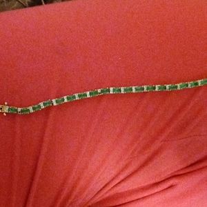 Emerald and diamond tennis bracelet